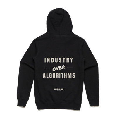 "Industry Over Algorithms" Hoodie - Cream Print Thumbnail